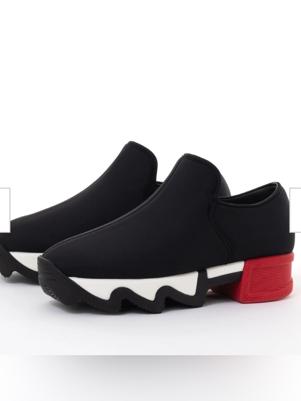iRI NYC WES I black neoprene sneakers red and white wavy bottom